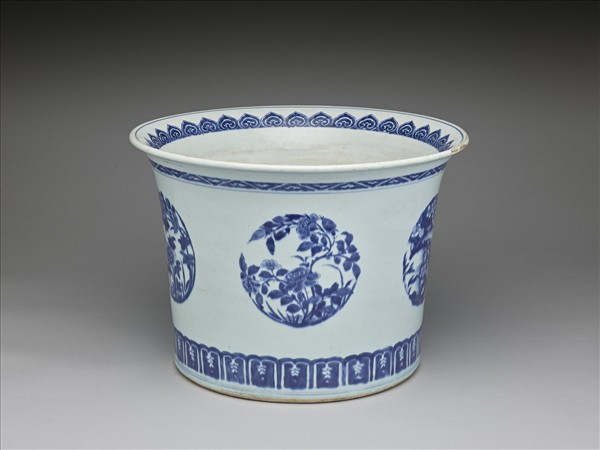 青花團花卉花盆