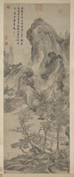 明唐寅暮春林壑　軸