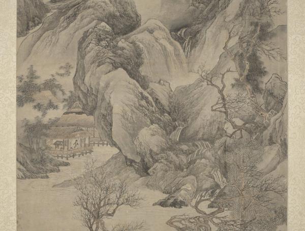 明唐寅暮春林壑　軸