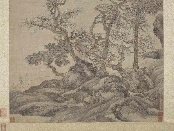 明唐寅暮春林壑　軸