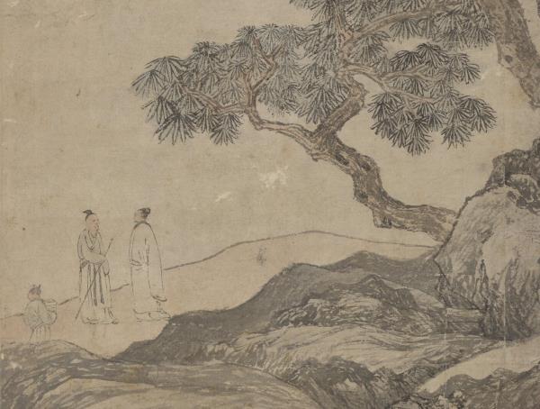 明唐寅暮春林壑　軸