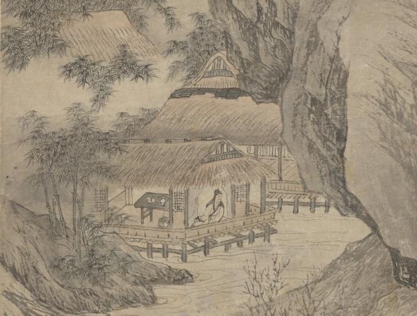 明唐寅暮春林壑　軸