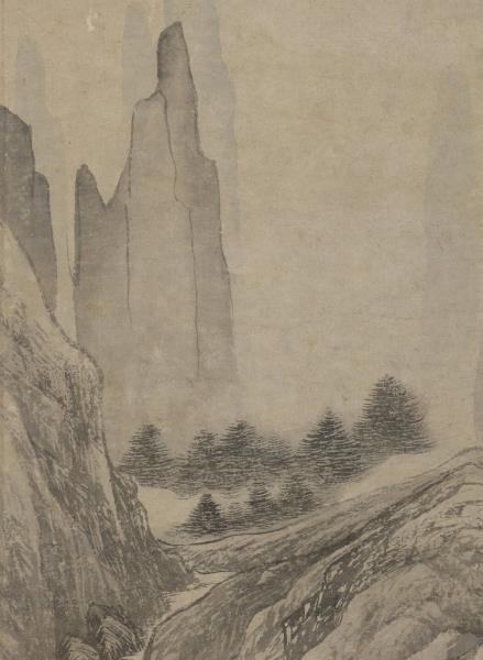 明唐寅暮春林壑　軸