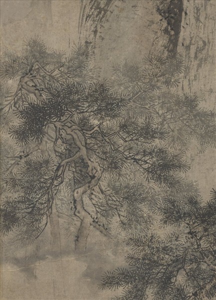 明唐寅松溪獨釣圖　軸