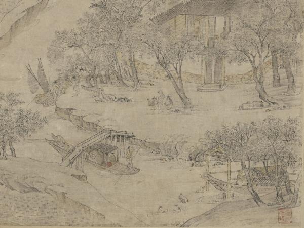 明唐寅江南農事圖　軸