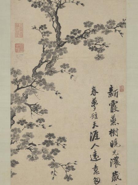 明唐寅杏花　軸