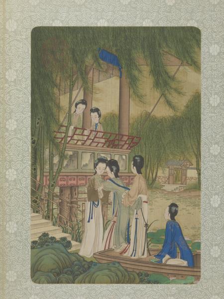 清焦秉貞畫仕女圖　冊　蓮舟晚泊