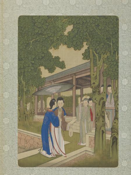 清焦秉貞畫仕女圖　冊　梧階夜雨