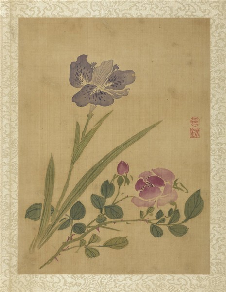 清蔣廷錫畫花卉　冊　薔薇鴛尾