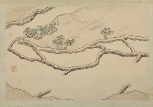 明錢穀張復合畫水程圖（二）　冊　夾溝驛