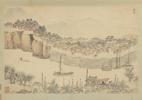 明錢穀張復合畫水程圖（二）　冊　張秋