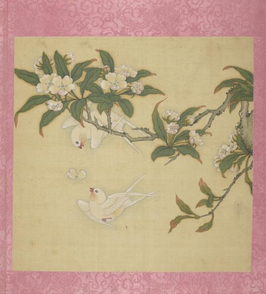 清蔣廷錫花卉　冊　桃花雙燕