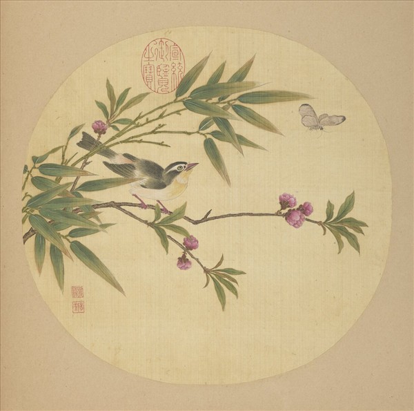 清蔣廷錫畫花鳥　冊　桃竹畫眉