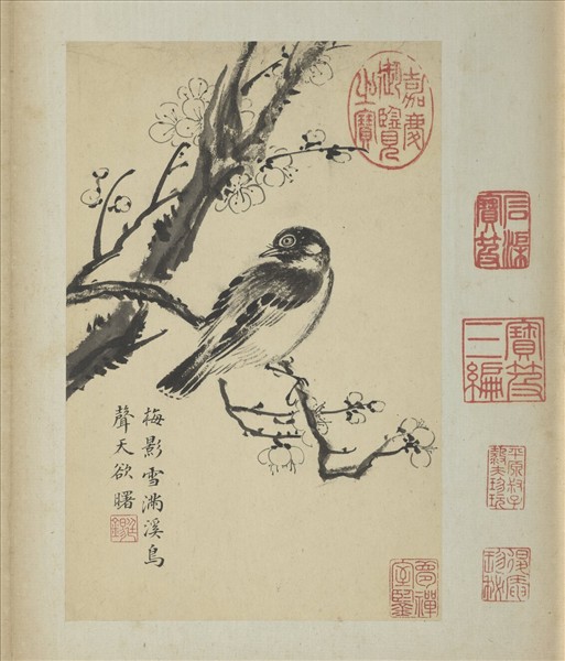 清蔣廷錫寫生花鳥　冊　梅影鳥聲