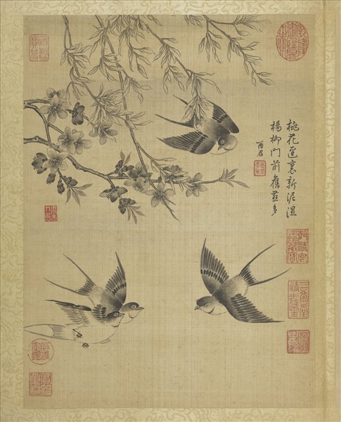 清蔣廷錫仿宋人花鳥　冊　楊柳桃花