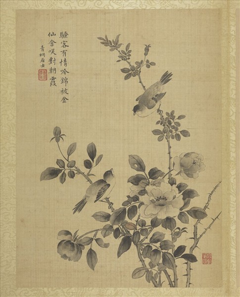 清蔣廷錫仿宋人花鳥　冊　月季山鳥