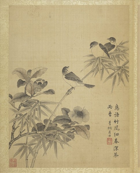 清蔣廷錫仿宋人花鳥　冊　雀竹茶花