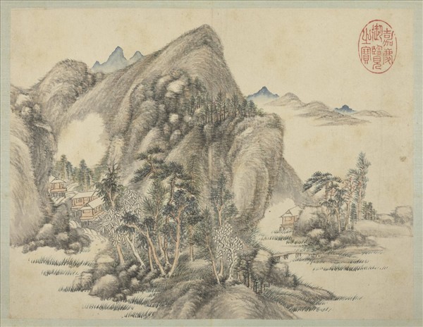 清弘旿畫山水（一）　冊　平橋遠浦