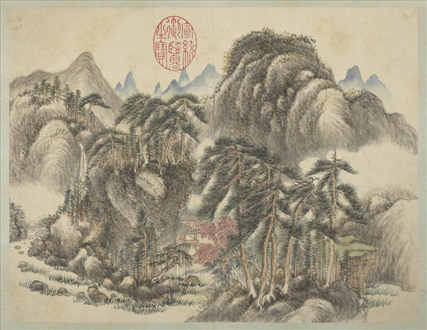 清弘旿畫山水（一）　冊　松谿山閣