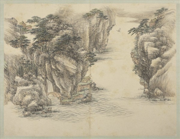 清弘旿畫山水（一）　冊　遠峽歸帆