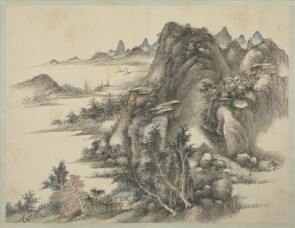 清弘旿畫山水（一）　冊　秋浦漁磯