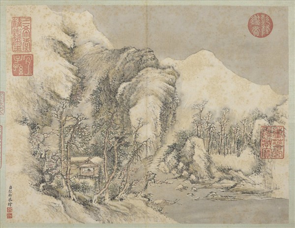 清弘旿畫山水（一）　冊　雪屋梅香