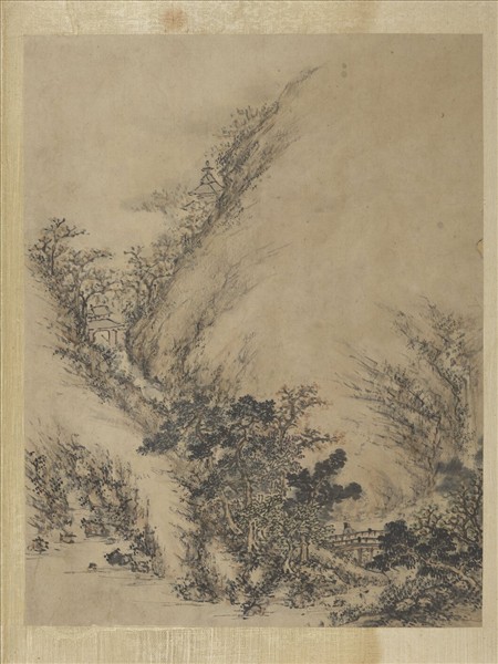 明張經畫山水　冊　橋上賞瀑