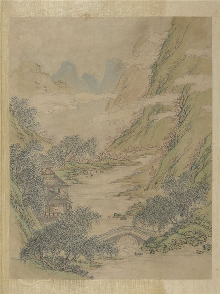 明張經畫山水　冊　高閣吟詠