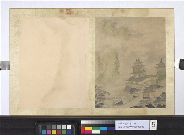 明張經畫山水　冊　高城飛閣