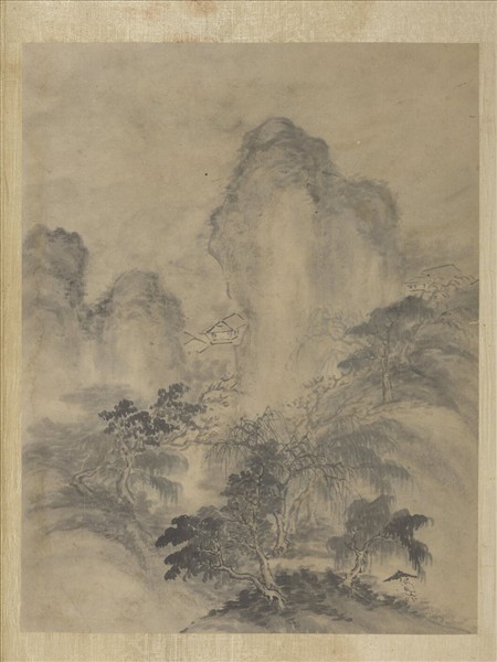 明張經畫山水　冊　高峰綠陰