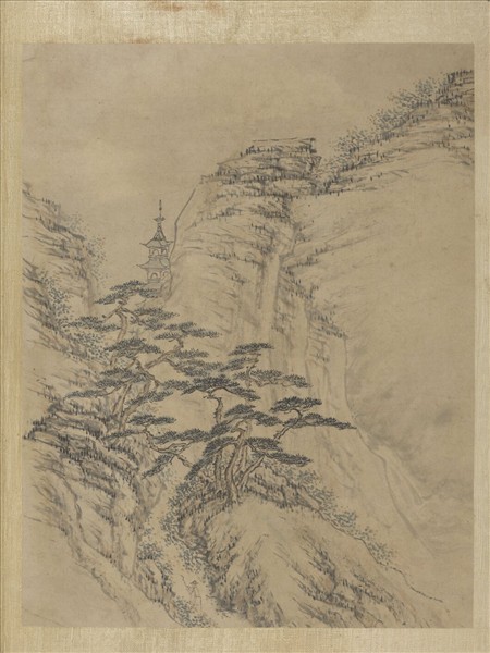 明張經畫山水　冊　松上高塔