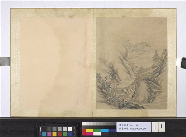 明張經畫山水　冊　連廊疊樓