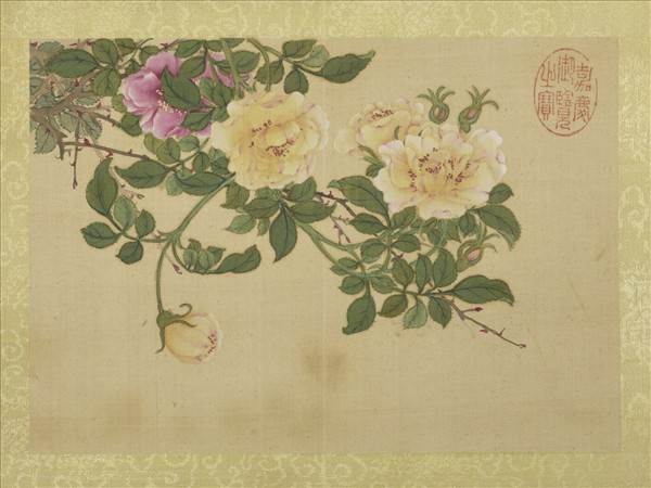 清王圖炳春景花卉詩畫冊　冊　薔薇