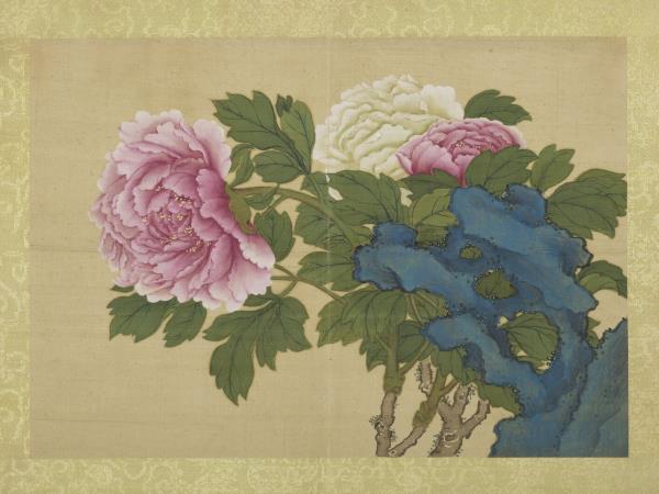 清王圖炳春景花卉詩畫冊　冊　牡丹