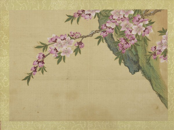 清王圖炳春景花卉詩畫冊　冊　桃花