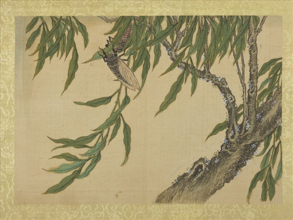 清王圖炳夏景花卉詩畫冊　冊　柳蟬