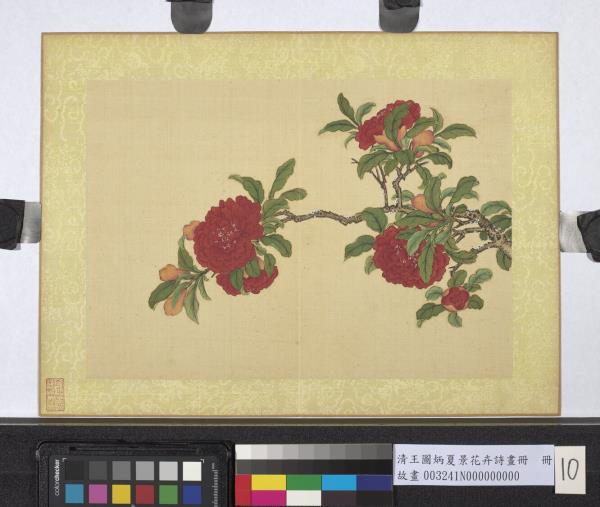 清王圖炳夏景花卉詩畫冊　冊　榴花