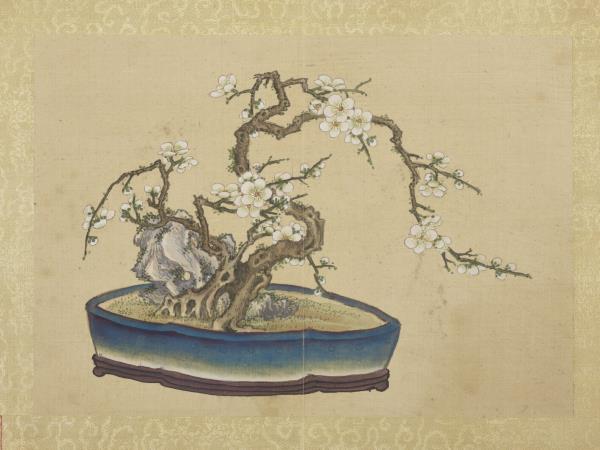 清王圖炳冬景花卉詩畫冊　冊　盆梅