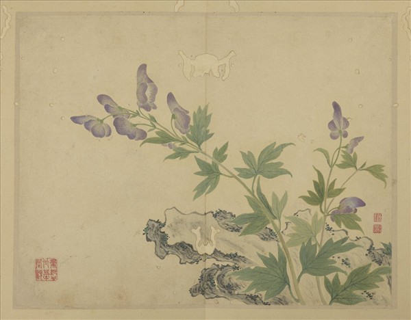 清陳書摹古　冊　奇石花卉