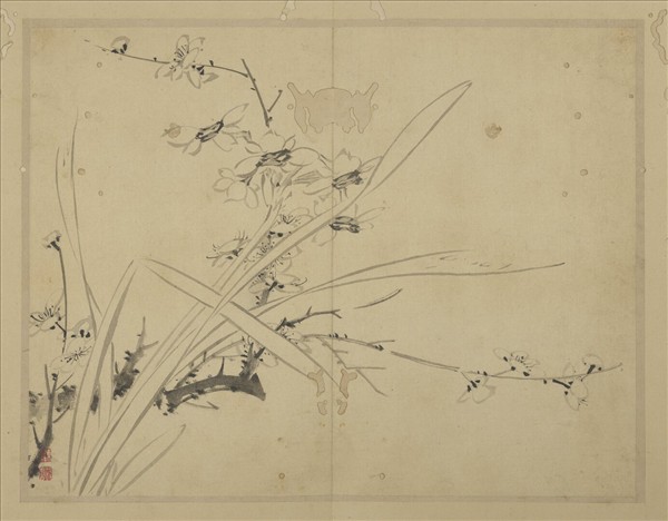 清陳書摹古　冊　梅花水仙
