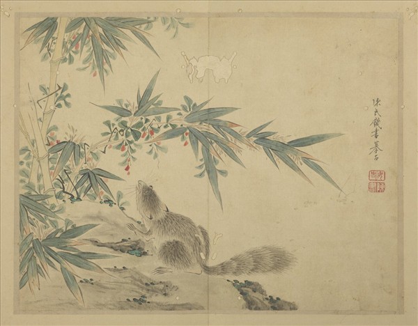 清陳書摹古　冊　花竹松鼠