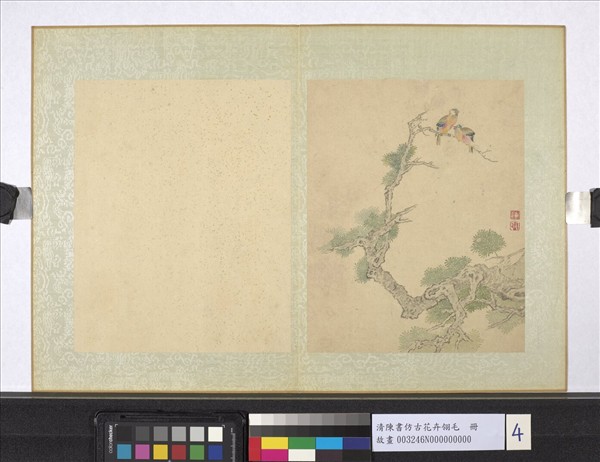 清陳書仿古花卉翎毛　冊　松樹翎毛