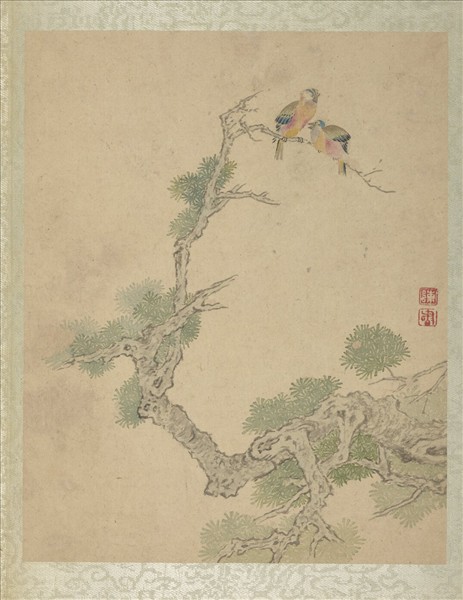 清陳書仿古花卉翎毛　冊　松樹翎毛