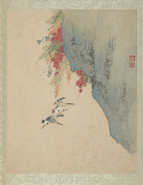 清陳書仿古花卉翎毛　冊　紅葉白頭