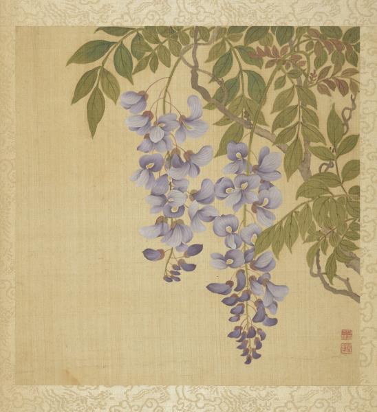 清鄒一桂花卉畫冊冊紫藤花- 故宮