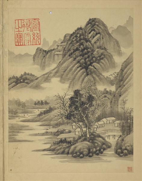 清強國忠畫山水甲　冊　雲山溪樹