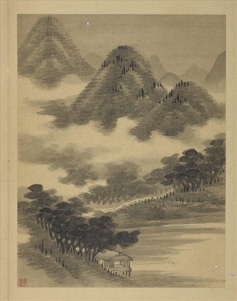 清強國忠畫山水甲　冊　雲山水榭