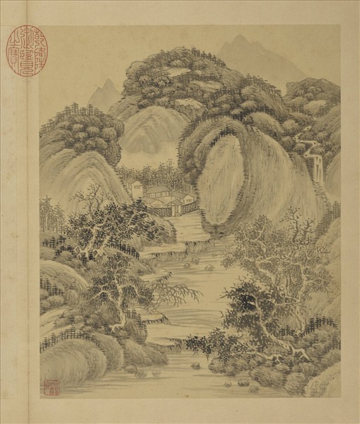 清強國忠山水乙　冊　危石深院