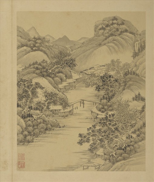 清強國忠山水乙　冊　流泉板橋