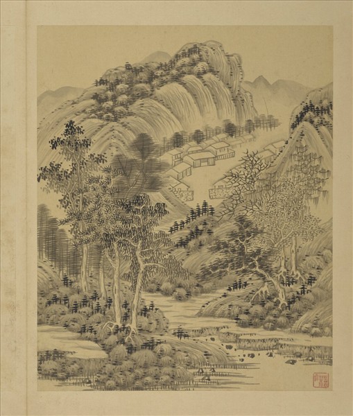 清強國忠山水乙　冊　林深院靜